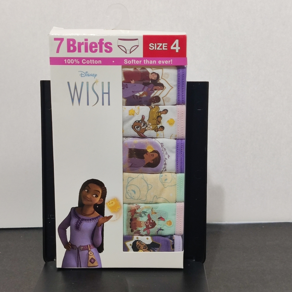 Disney Girls' Wish Size 4 -100% Combed Cotton 7-Pack Underwear - 7 Briefs